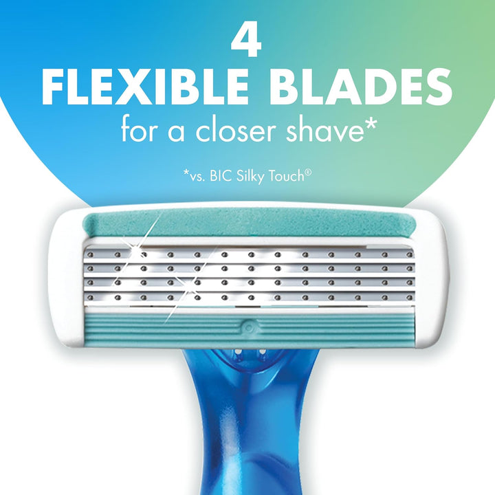 Soleil 4 Women'S Disposable 4 Blade Razors, Flexible Blades and Rubber Grip Handle, 7-Pack