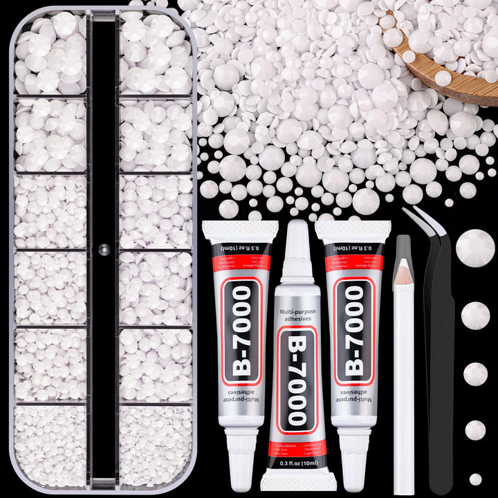 30000Pcs Resin Jelly Rhinestones for Bedazzling, Multicolor 3Mm Flatback Gems for Diamond Art, Bedazzler Kit with 3Pcs 10Ml B7000 Jewelry Glue for Nail Art Crafting Book Makeup
