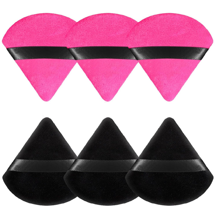 6 Pcs Powder Puff Face Soft Triangle Makeup Puff Velour Makeup Sponge Stocking Stuffers for Loose Powder (Black)