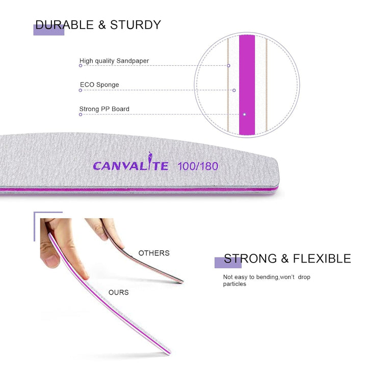 10 PCS Nail File Professional Nail Files Reusable Double Sided Emery Board(100/180 Grit) Nail Styling Tools for Home and Salon Use Christmas Gifts for Women