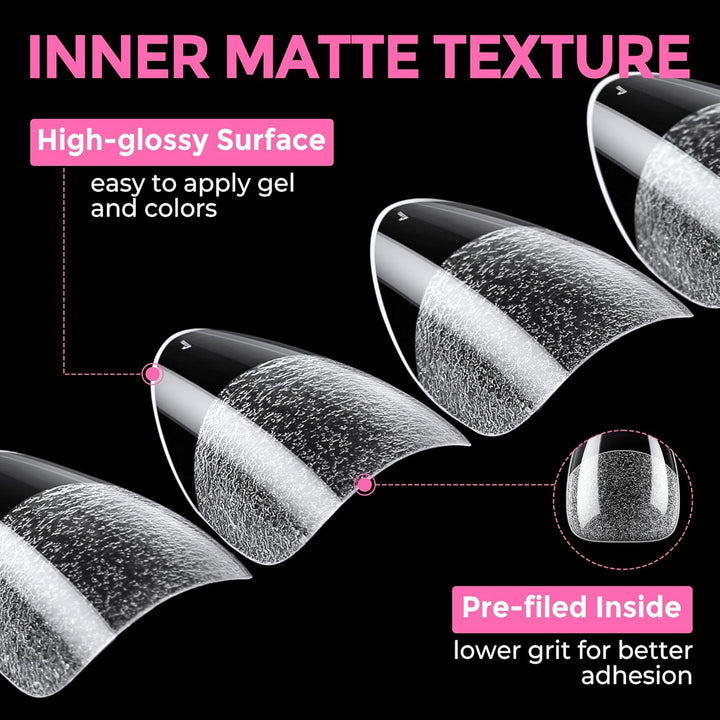 Short Almond Fake Nails 216Pcs Pre-Shape Gel Acrylic Nail Tips for Full Cover Nail Extension Home DIY Nail Salon 12 Sizes Gelly Tips