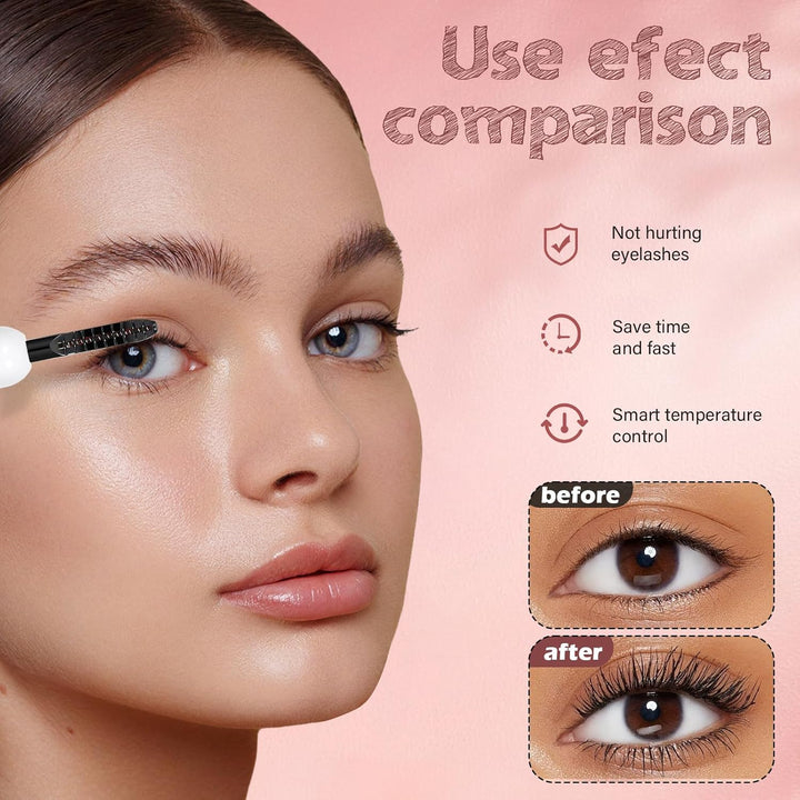 Heated Eyelash Curler for Women, Electric Lash Curler with 10S Fast Heating, 4 Adjustable Temp (65°C-95°C), 24H Curl, USB-C Rechargeable, Ergonomic Design, Travel-Friendly Makeup Tool Gift