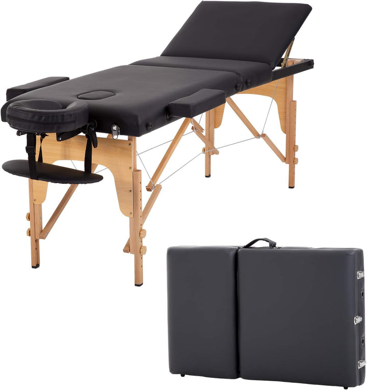 Massage Bed Portable Massage Table 24 Inch Wide Lash Bed Height Adjustable 2 Folding Spa Table with Non-Woven Bag for Spa Footmassage Facial Carespa Tattoo