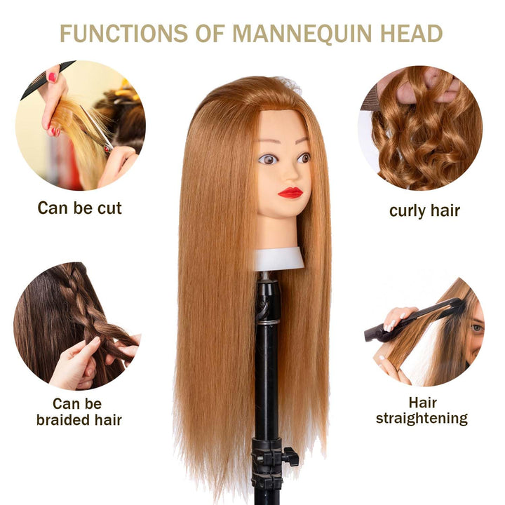 Mannequin Head with 80% Human Hair Straight 26"-28" Doll Head with Hair Cosmetology Mannequin Head Human Hair for Hairdresse (27#Yellow)