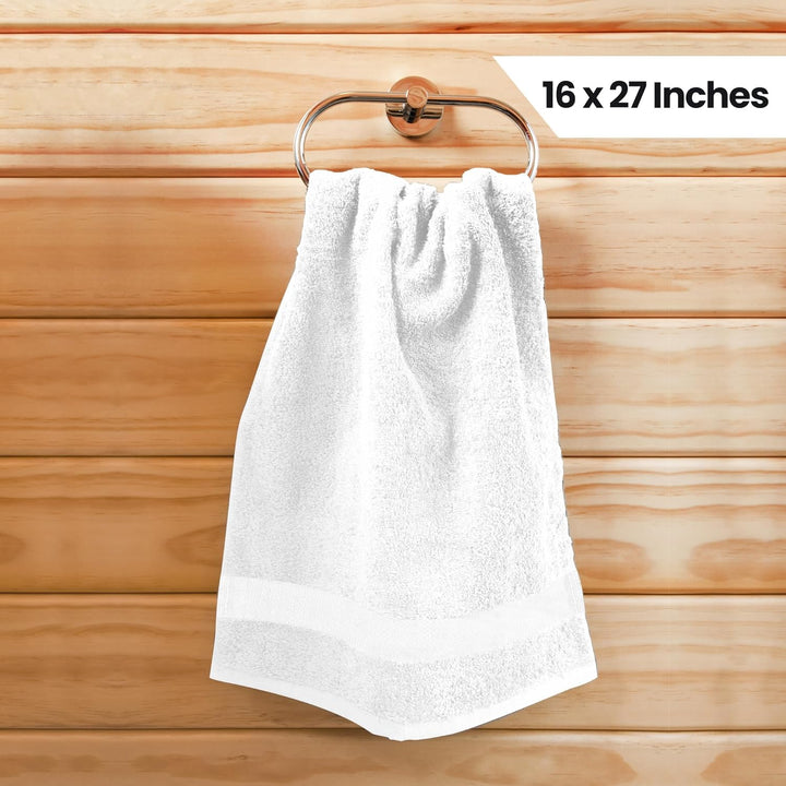 , Salon Towel, Pack of 24, 16 by 27 Inches, Highly Absorbent Cotton Towels for Hand, Gym, Beauty, Spa, and Home Hair Care, White