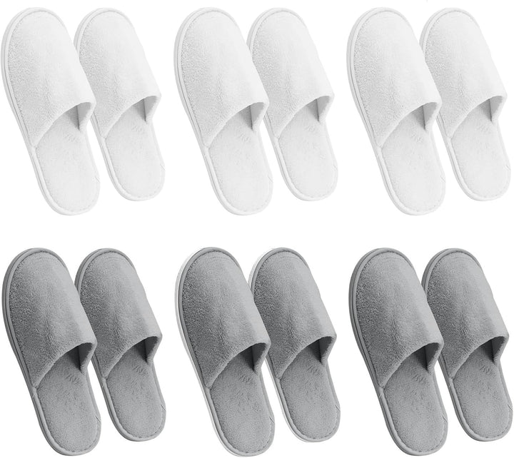 6 Pairs Disposable Slippers for Guests, Washable Spa Slippers House Slippers for Guests, Hotel Slipper Guest Slipper for Shoeless Home, Non Slip Indoor Slipper for Women Men
