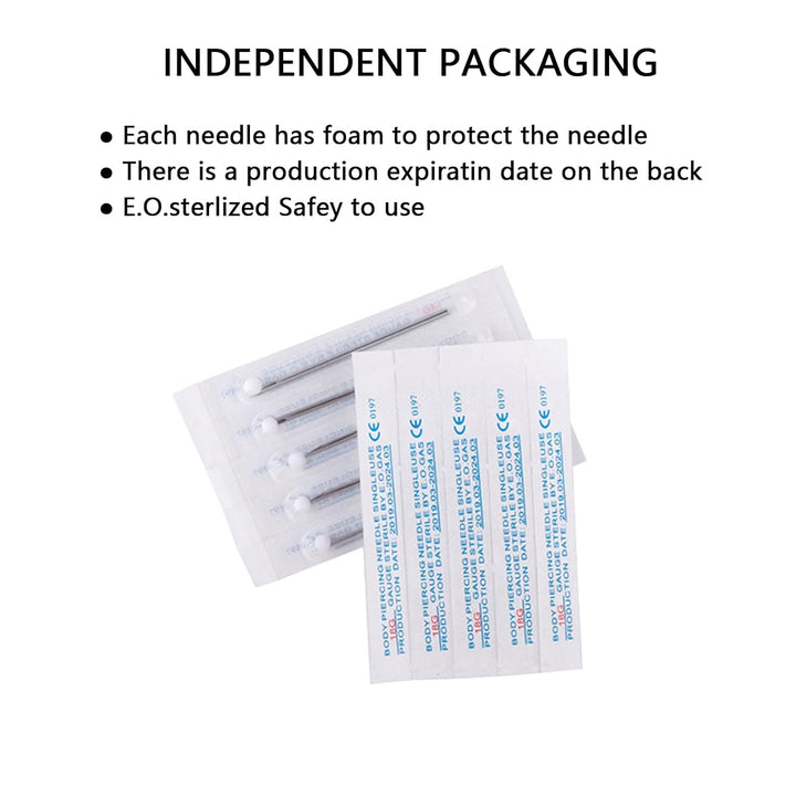 Body Piercing Needles, 40PCS Mixed Piercing Needles-12G.13G.14G.15G.16G.17G.18G.20G Individualized Package 5Pcs of Each Stainless Steel Sterile(Mixed)