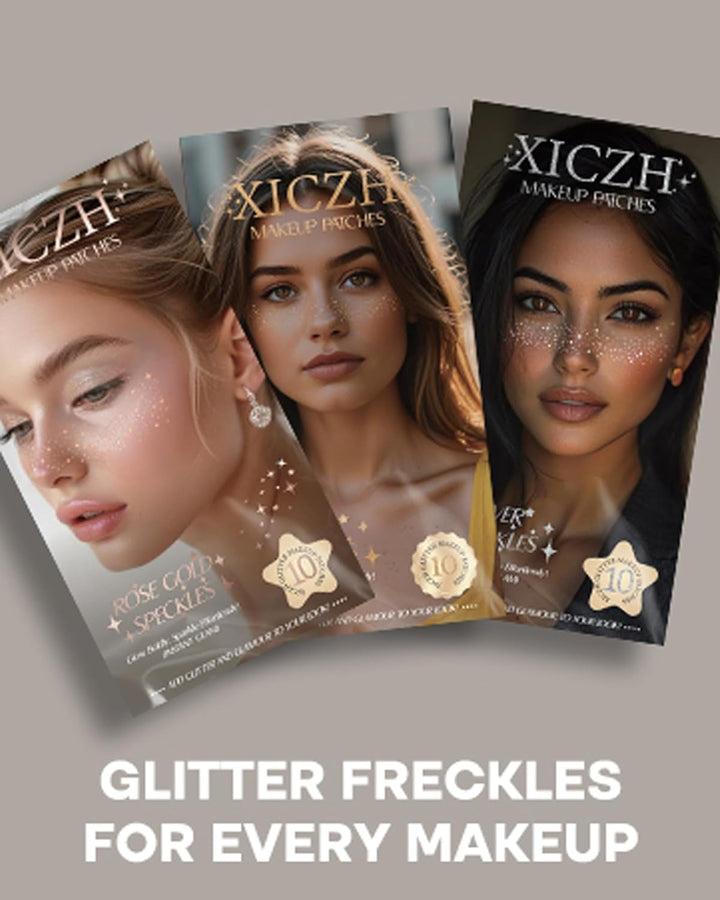 Face Glitter, Gold Temporary Face Tattoos Stickers, Body Face Glitter for Women Girls, Country Concerts Singer Festival Rave Accessories (Gold - 10 Pcs)