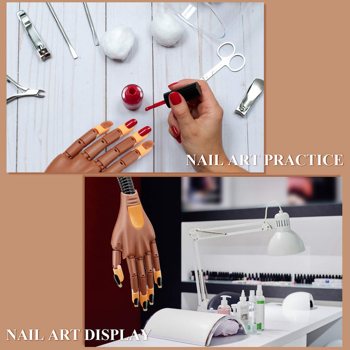 400 Pieces Replacement Refill Nail Tips False Fake for Flexible Nail Training Hand Practice Display Manicure Supply DIY (Brown)