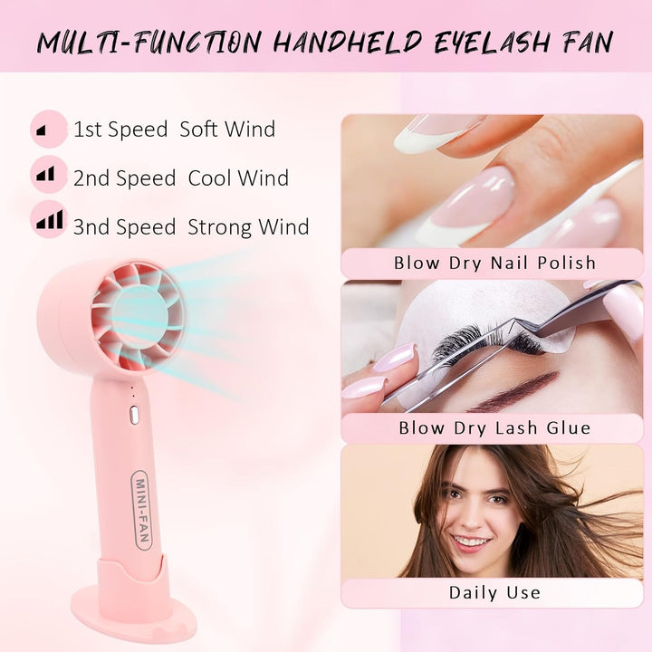 Lash Shampoo Kit 2.02 Fl Oz Lash Cleaning Kit with Rechargeable Fan Dryer/Brush/Rinse Bottle, Oil-Free Cleanser Wash for Extensions & Clusters & Natural Eyelashes, Cleaner for Eyelash Care