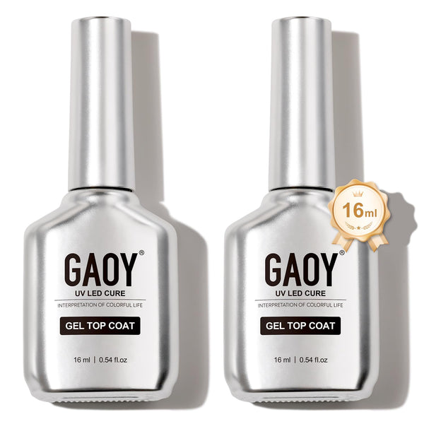 2 Pcs 16Ml No Wipe Gel Top Coat, Glassy Clear Gel Top Coat, High Gloss Finish for UV Light Cure Nail Polish