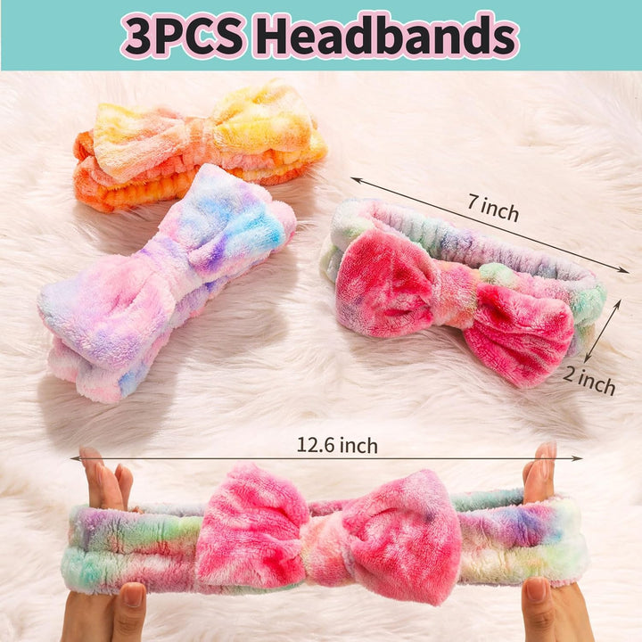 Spa Headband, Makeup and Skincare Headbands, Headband for Washing Face, Face Wash Skin Care Make up Headbands, with Hair Scrunchies, Christmas Gifts for Teens, for Women, Girls