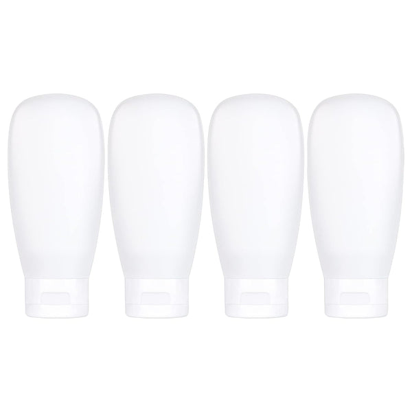 TSA Approved Travel Bottles Set for Toiletries Travel Size Containers Kit 4 Pack Portable Leak Proof Refillable Squeeze Cosmetic Airplane Essential Shampoo Hair Conditioner Body Lotion Bath Shower Gel