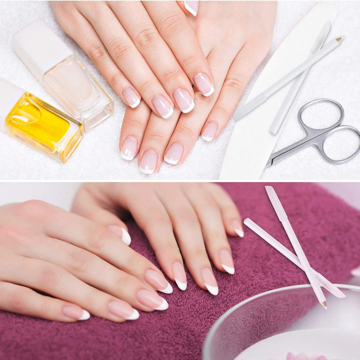 2 Pieces Nail Whitening Pencil 2-In-1 White Nail Pencil DIY Design Manicure with Cuticle Pusher