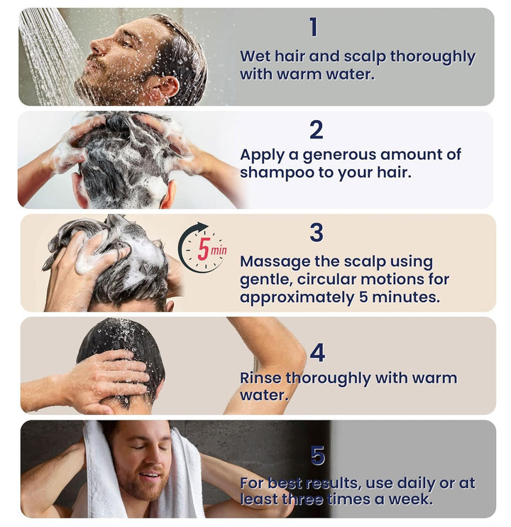 Biotion Hair Growth Shampoo for Men: Natural Thickening Shampoo with Tea Tree Oil Ginseng Mint for Hair Loss and Thinning Hair - 10.1 Fl.Oz, Dark Blue