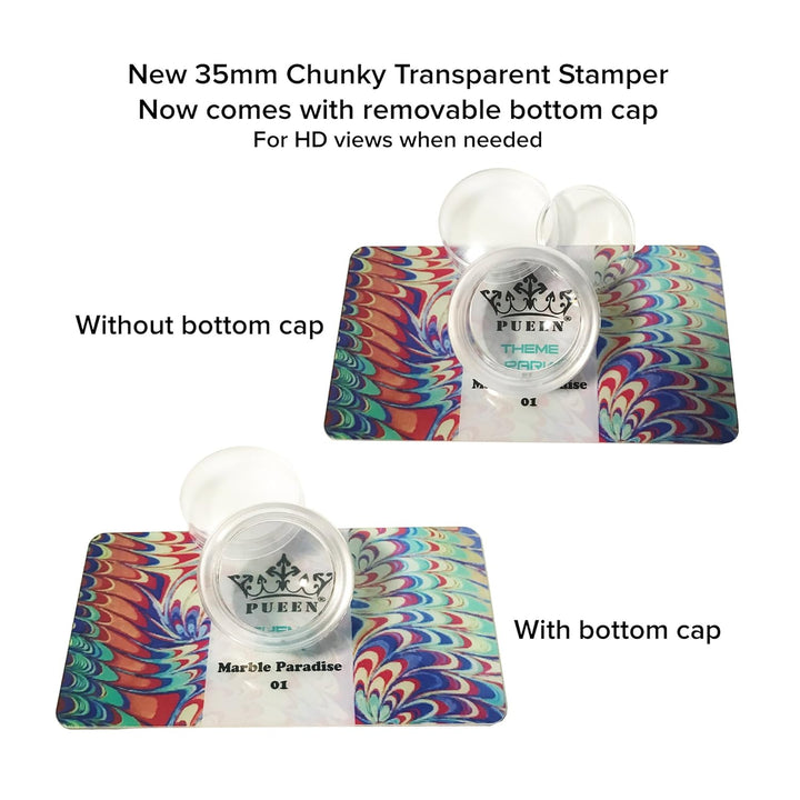 35Mm HD Chunky Transparent Soft Stamper and Scraper Set - Nail Art - Stamping Tools - CLEAR - BH000706