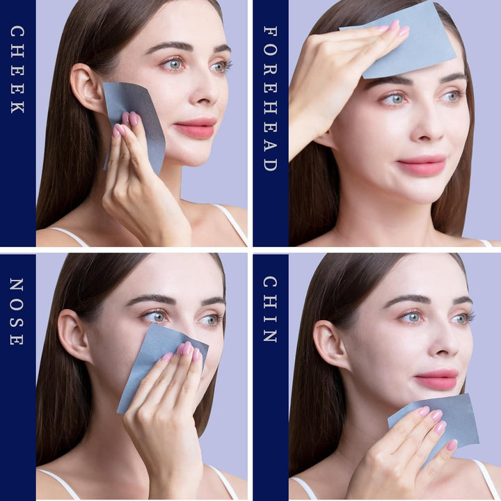 400 Counts Oil Blotting Papers for Face, Bamboo Charcoal Oil Absorbing Sheets for Oily Skin, Oil Blotting Sheets for Face, Oil Absorbent Pads Blotter Paper, Oil Face Wipes Large 10Cmx7Cm