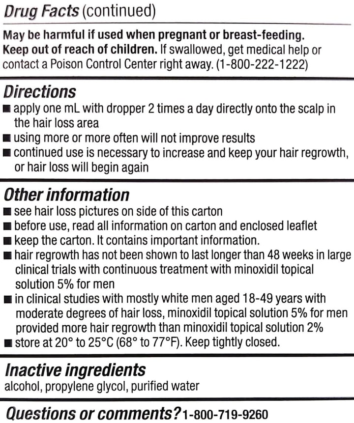 Minoxidil 5% for Men, Topical Solution Extra Strength Hair Regrowth Treatment, 6 Months Supply, Total 12 Fl Oz, Dropper Applicator, Exclusive 2 Microfiber Cleaning Cloths and Comb Included