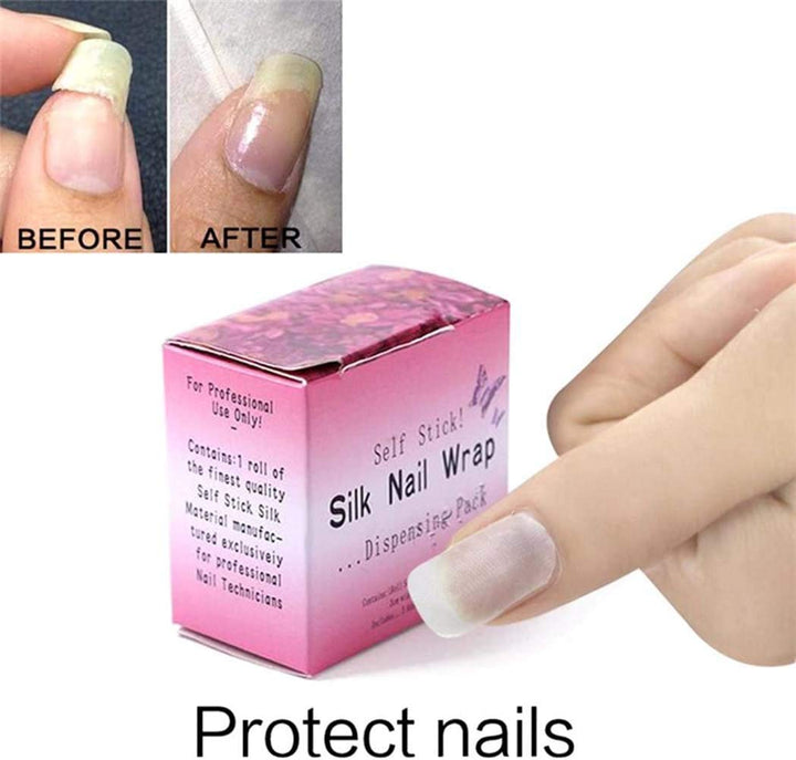 1 Roll Nail Repair Fiberglass Silk Wrap Self Adhesive anti Damage DIY Strong Protect Reinforce Extension Sticker,Nail Repair Reinforce Nail Protector Nail Art Tool for Home Use or Salon