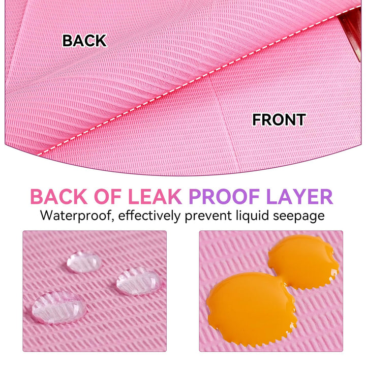 Disposable Nail Mats: 50Pcs Pink Fordable Nail Paper Towels for Table Acrylic Nail Practice Sheet 3 Ply Waterproof Nail Art Table Mats Clean Pads for Salon Manicure Tattoo