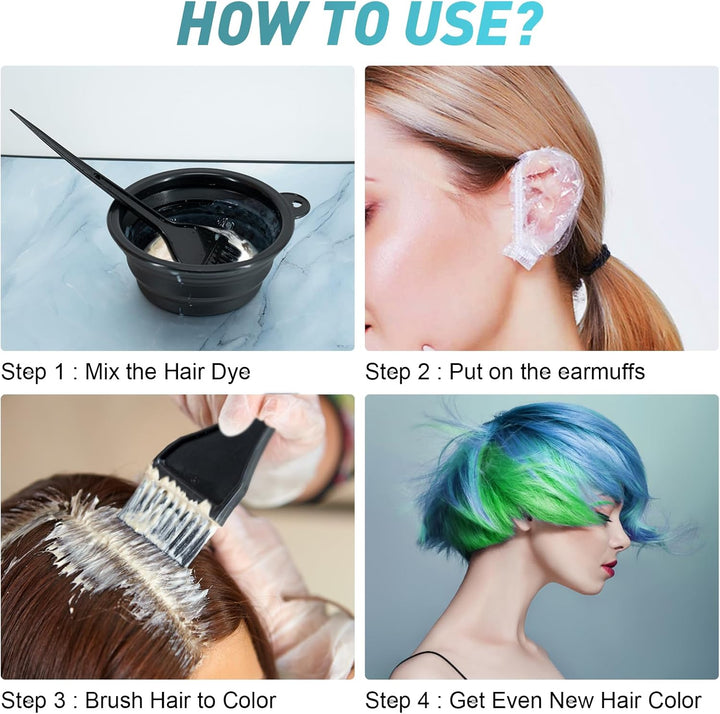 12 Pcs Hair Bleach Kit Professional Hair Coloring Products with Hair Dye Brush, Hair Color Bowl, Earmuffs, Hair Clips for Salon Hair Dye, Hair Color at Home, Hair Highlighting