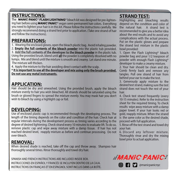 Flash Lightning Super Strength Bleach Kit - 40 Volume Developer + Bleach Powder - Hair Lightener for Dark Hair + Lifting up to 7 Levels - Vegan & Cruelty Free