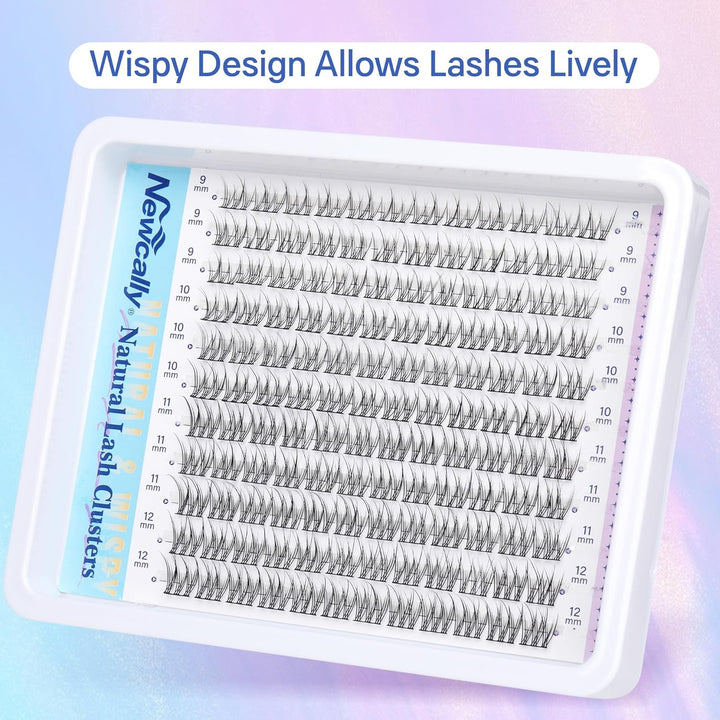 Natural Lash Clusters Kit DIY Lash Extension Kit Wispy Eyelash Extension Kit C-Curly Individual Lashes Kit 9-12MM Short Eyelash Clusters with Lash Remover by