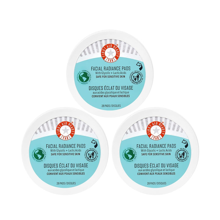 - Facial Radiance Pads with Glycolic & Lactic Acids, Daily Exfoliating Pads with AHA, Visibly Smaller Pores, Help Tone & Brighten Skin, One-Step Makeup Prep, Compostable, 60