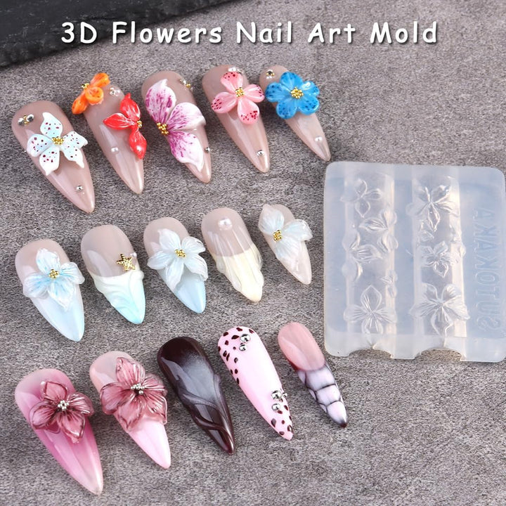 3D Flowers Nail Mold Silicone Nail Tools, Hawaii Hibiscus Floral Petal Nail Design Resin Molds Nail Art Carving Template for Resin Manicure Decorations Accessories DIY Nail Supplies