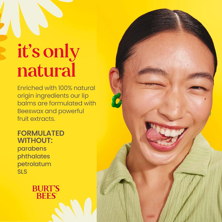 Lip Balm - Original Beeswax, Lip Moisturizer with Responsibly Sourced Beeswax, Tint-Free, Natural Origin Conditioning Treatment, 4 Tubes, 0.15 Oz.