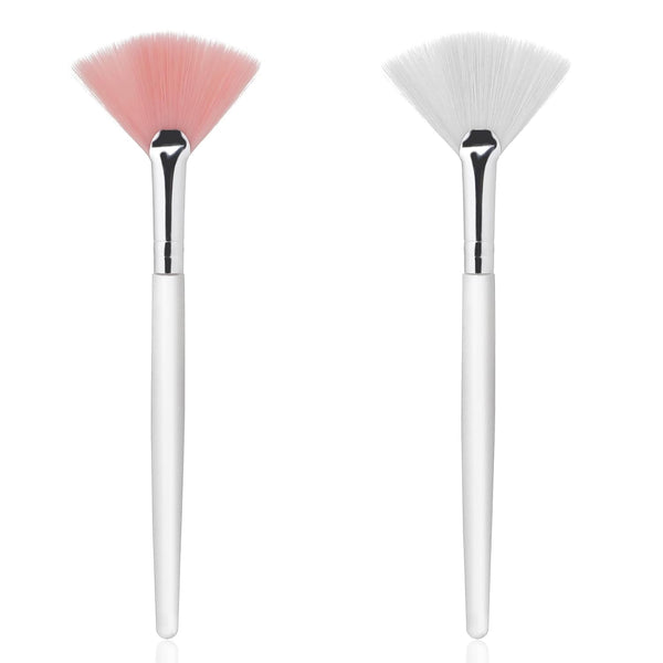 4 Pcs Fan Brushes for Facial, Face Mask Applicator Soft Makeup Brushes Esthetician, Flat Head Mask Acid Applicator Esthetician Brush for Women Girls Mud Clay Mask Makeup Peel(Pink and White)