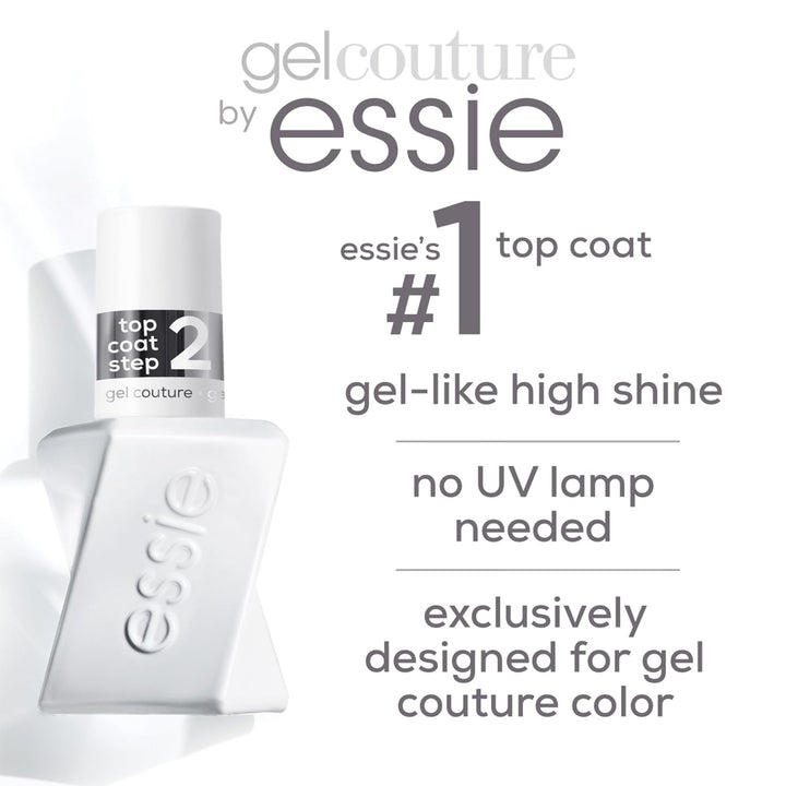 Gel Couture Long-Lasting Nail Polish, Vegan, Clear, Shiny Top Coat, 0.46 Fl Oz