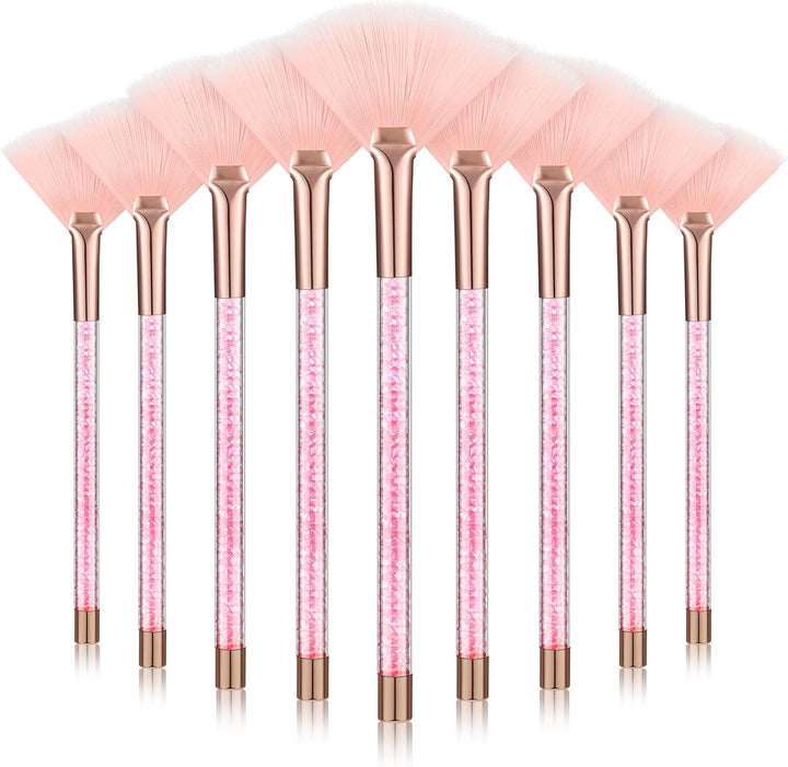 9 Pieces Facial Fan Mask Brushes, Soft Facial Applicator Brushes Tools for Peel Glycolic Makeup for Mud Cream(Champagne)