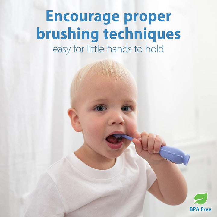 Toothscrubber Toothbrush, Three-Sided Toddler Training Toothbrush for Ages 1-4 Years with Suction Cup Base and Color Changing Bristles