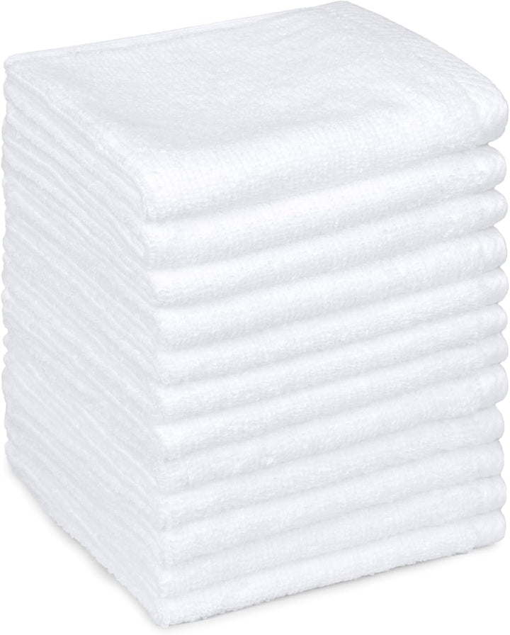 Cotton Washcloths, Quick-Dry, 12" X 12", 12-Pack, White