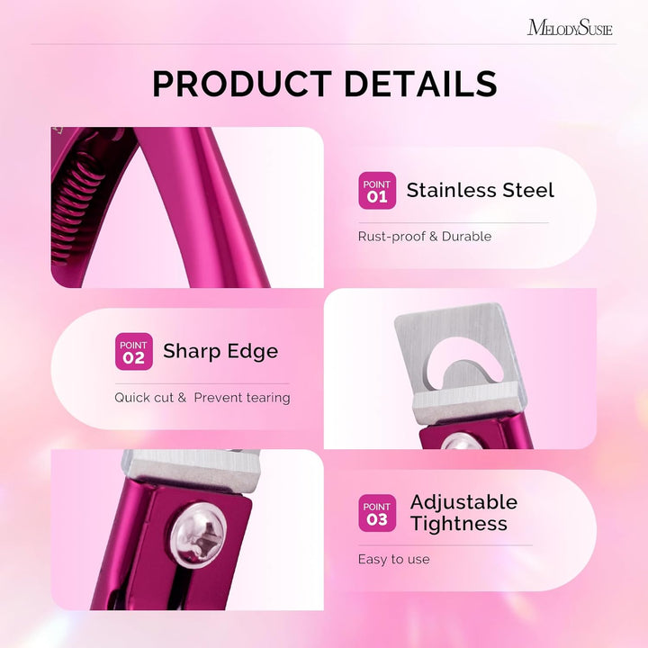 Acrylic Nail Clippers, Professional Nail Clippers Cutters for Acrylic Nails Fake Nail Tips, Adjustable Stainless Nail Trimmer, Manicure Tool for Salon Home Nail Art, Plum