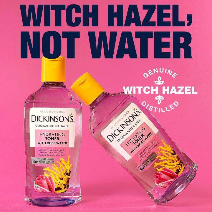Enhanced Witch Hazel Hydrating Toner with Rosewater, Alcohol Free, 98% Natural Formula, 16 Fl Oz (Pack of 1)
