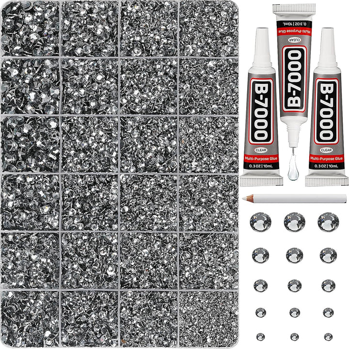 30000Pcs Resin Jelly Rhinestones for Crafting Bedazzling, Multicolor 3Mm Flatback Gems for Crafts Clothing Clothes Tumblers Shoes Nails, Flat Back Mixed Color Bulk Bedazzler Kit Jewels with B7000 Glue