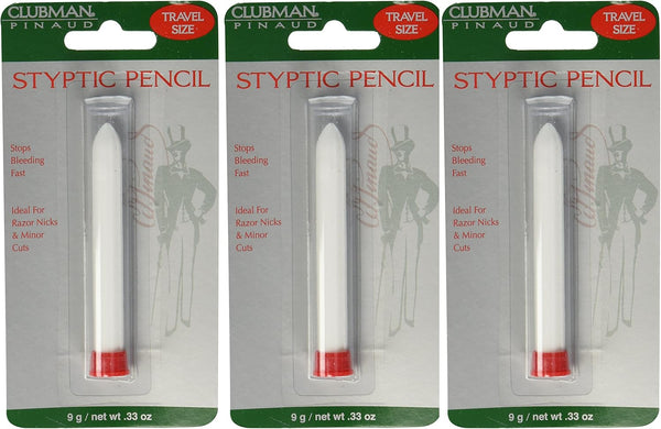 Pinaud Styptic Pencil for Men – Stops Bleeding Stick for Shaving Cuts, Travel Size, White, 0.33 Oz, 3 Pack