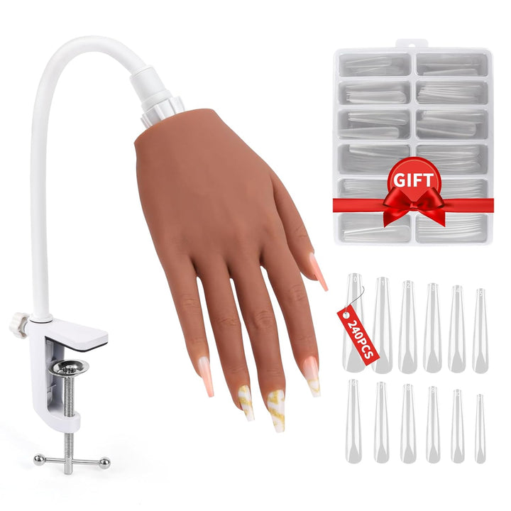 Practice Hand for Acrylic Nails, Silicone Nail Hand Practice, Flexible Fingers Fake Training Hand False Mannequin Hands for Nail Practice, Hand Model Kit for Nail Supplies Manicure Beginners