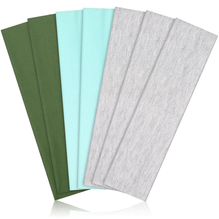 Headbands for Women, Stretchy Non Slip Soft Cotton Cloth Hair Bands for Sports, Workout, Yoga and Running, 7Pcs (Black, White, Medium Gray, Navy, Light Brown, Flesh, Floral Gray)