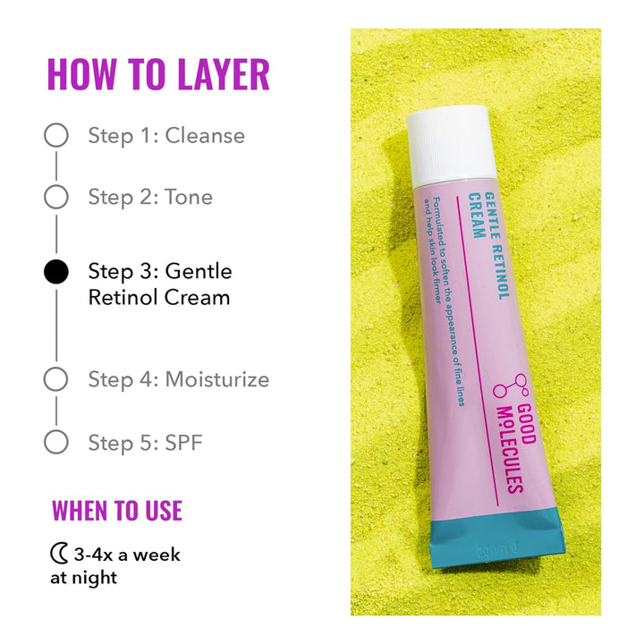 Gentle Retinol Cream - Retinol Night Cream to Minimize Appearance of Fine Lines & Wrinkles, Skin Tightening Recipe with Bakuchiol, Anti-Aging Skin Care for Face