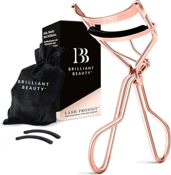 Eyelash Curler with Satin Bag & Refill Pads - Award Winning - No Pinching, Just Dramatically Curled Eyelashes for a Lash Lift in Seconds (Rose Gold)