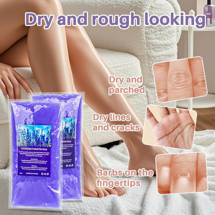 Paraffin Wax for Hand and Feet - 2 Pack Lavender Scented Paraffin Wax Refills Hand Wax for Dry Skin, Hydration Nourish