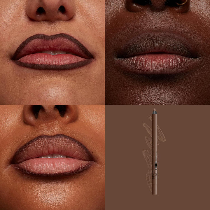 Line Loud Lip Liner, Longwear and Pigmented Lip Pencil with Jojoba Oil & Vitamin E - Rebel Kind (Chocolate Brown)