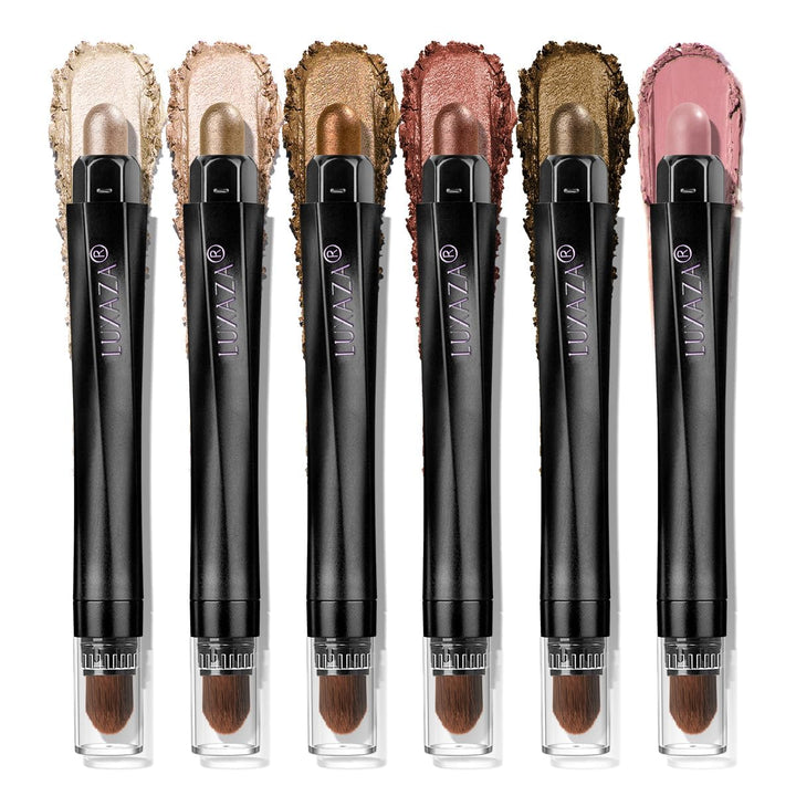 Neutral Eyeshadow Stick Makeup 6PCS Set, Brown Nude Metallic Shimmer Matte Cream Eye Shadow Palette Eyeliner Brightener Pencil Crayon, Halloween Makeup - BROWN CANYON