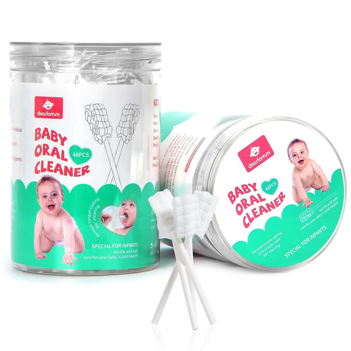 Baby Tongue Cleaner, Newborn Toothbrush, 48PCS Disposable Infant Clean Mouth,Gauze Gum Cleaner Baby Oral Cleaning Stick Dental Care for 0-36 Month