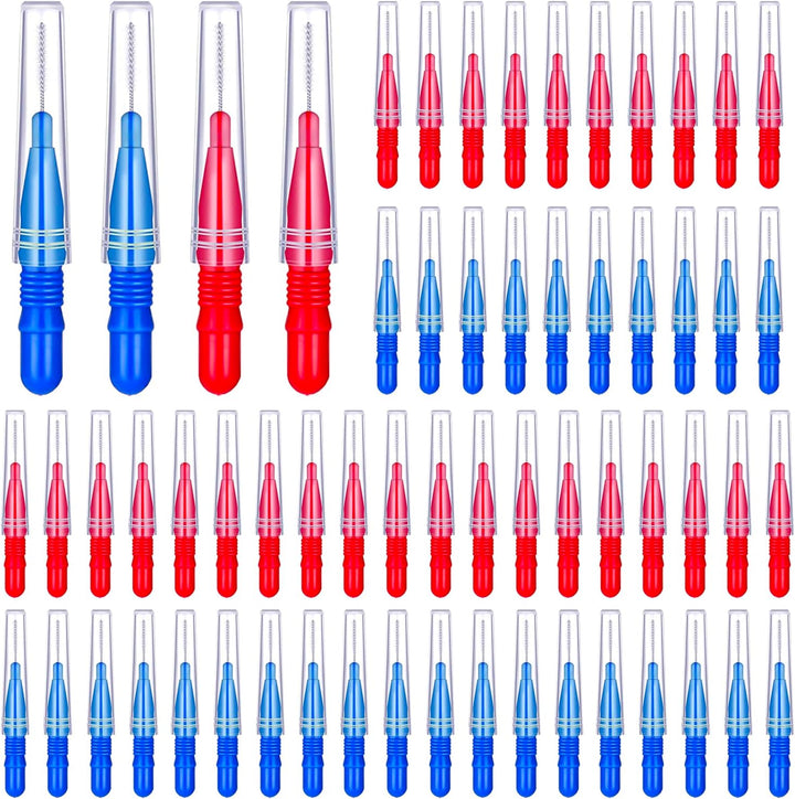 100 Pcs Braces Brush Disposable Interdental Brush Toothpick Dental Flossing Head Oral Dental Hygiene Flosser Tooth Cleaning Tools (Mixed Color)