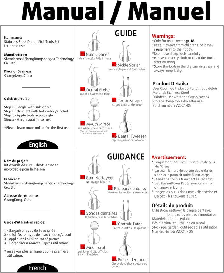 Dental Tools, Dental Pick Teeth Cleaning Tools Hygiene Kit, Plaque Remover for Teeth, Professional Stainless Steel Tooth Scraper Plaque Tartar Cleaner - with Case
