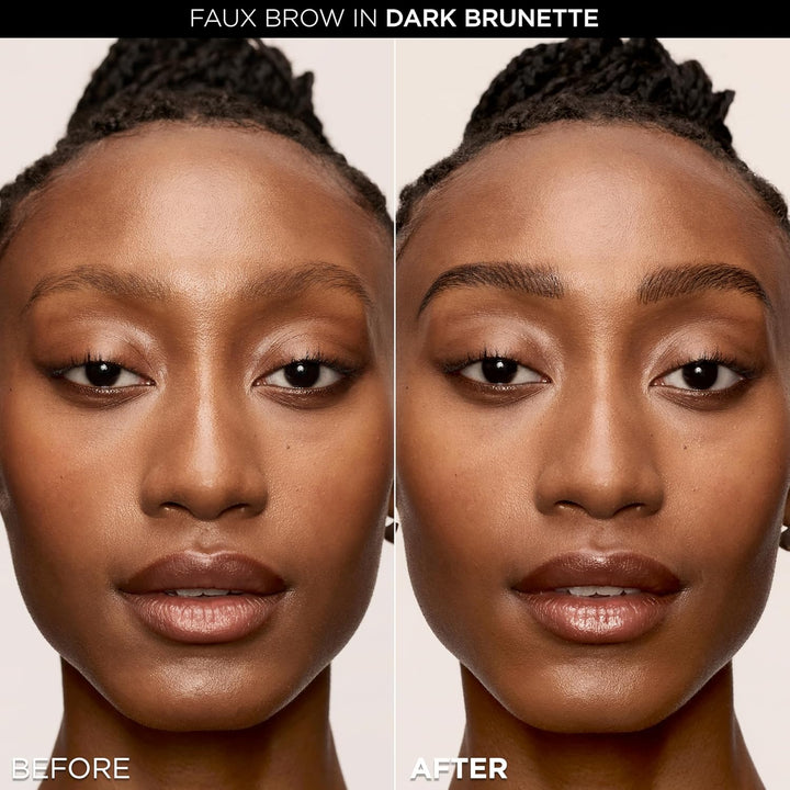 Faux Brow, Hair-Like, Filling Eyebrow Pen with Double-Brush Tip, Fast & Precise Eyebrow Makeup, Dark Brunette, 0.04 Fl Oz